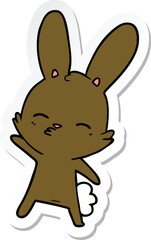 sticker of a curious bunny cartoon