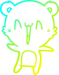 cold gradient line drawing of a happy bear cartoon