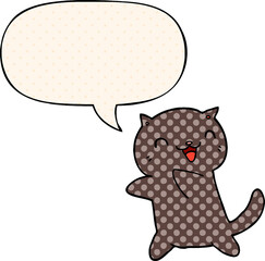 cartoon cat with speech bubble in comic book style