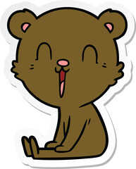 sticker of a happy cartoon bear