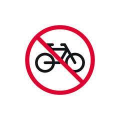 No bike prohibited sign, no cycle forbidden modern round sticker, vector illustration. - 595857052