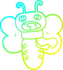 cold gradient line drawing of a funny cartoon butterfly