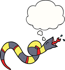 cartoon hissing snake with thought bubble