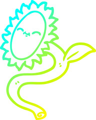 cold gradient line drawing of a cartoon sunflower