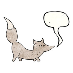 freehand speech bubble textured cartoon little wolf