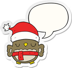 cute christmas owl with speech bubble sticker