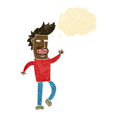 Fototapeta premium cartoon loudmouth man with thought bubble