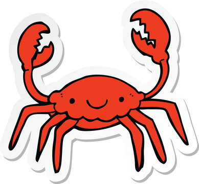 Sticker Of A Cartoon Crab