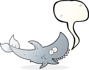 freehand drawn speech bubble cartoon shark