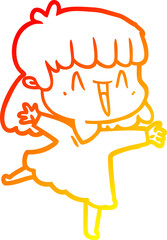 warm gradient line drawing of a cartoon woman