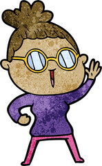 cartoon woman wearing spectacles
