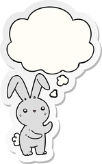 cute cartoon rabbit with thought bubble as a printed sticker