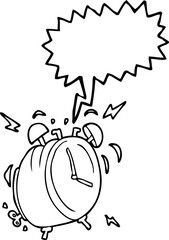 freehand drawn speech bubble cartoon ringing alarm clock