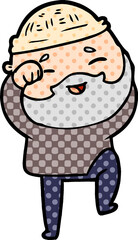 cartoon happy bearded man