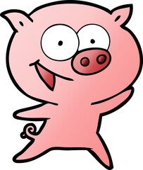 cheerful pig cartoon