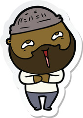 sticker of a cartoon happy bearded man