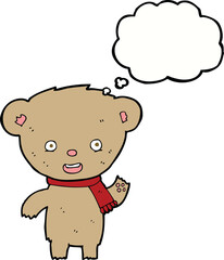 cartoon teddy bear with thought bubble