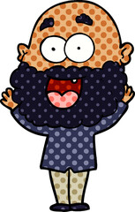 cartoon crazy happy man with beard