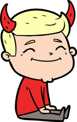 happy cartoon man with devil horns