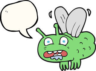 freehand drawn speech bubble cartoon fly