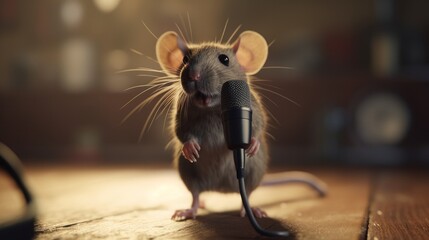 Mouse making an announcement loudly. Generative ai