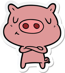 sticker of a cartoon content pig