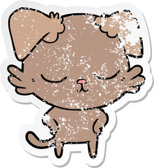 distressed sticker of a cute cartoon dog