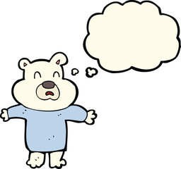 cartoon unhappy polar bear  with thought bubble