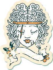 Retro Tattoo Style elf barbarian character face