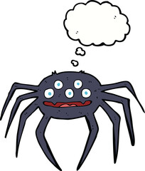 cartoon halloween spider with thought bubble