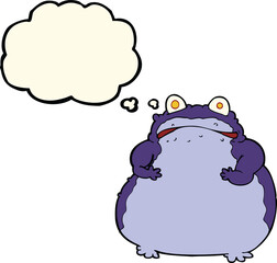 cartoon fat frog with thought bubble