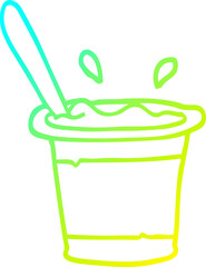 cold gradient line drawing of a cartoon yogurt