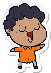sticker of a laughing cartoon man