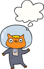 cartoon space cat with thought bubble