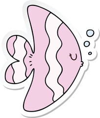 sticker of a quirky hand drawn cartoon fish