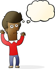 cartoon shocked man with thought bubble