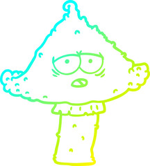 cold gradient line drawing of a cartoon mushroom with face