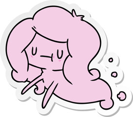 sticker cartoon illustration of a kawaii cute ghost