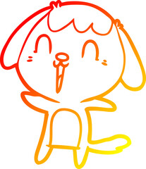warm gradient line drawing of a cute cartoon dog
