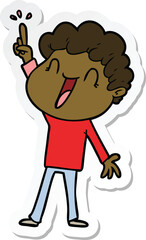 sticker of a cartoon happy man