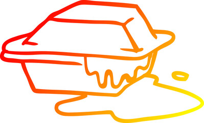 warm gradient line drawing of a cartoon cheesy takeout