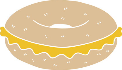 hand drawn quirky cartoon cheese bagel