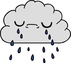freehand drawn cartoon of cute crying cloud