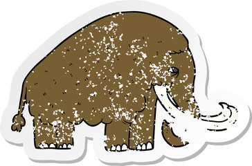 distressed sticker of a cartoon mammoth