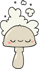 cartoon mushroom with spoor cloud