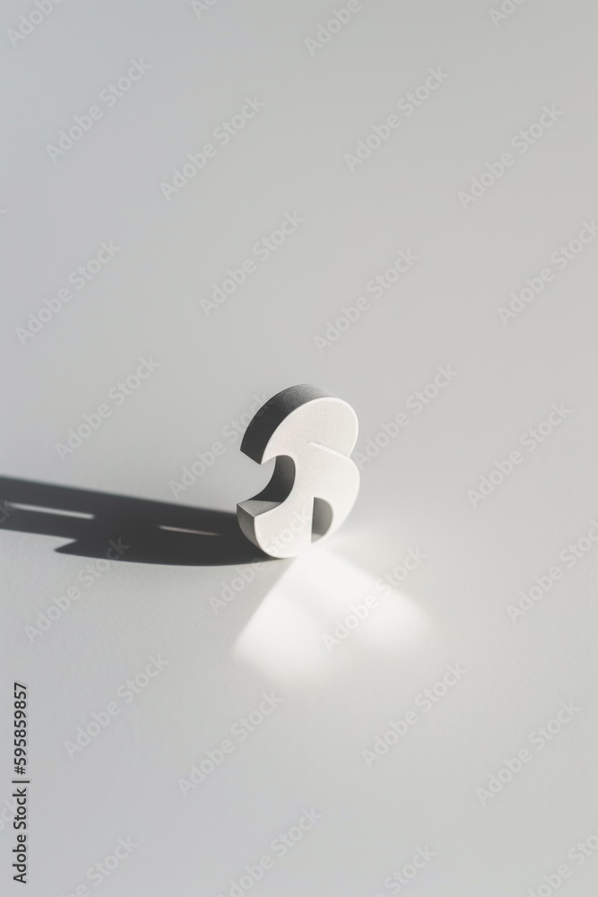 Poster a white object with a shadow on a white surface. ai generative image.