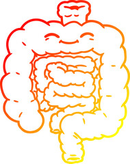warm gradient line drawing of a cartoon intestines