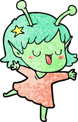 happy alien girl cartoon
