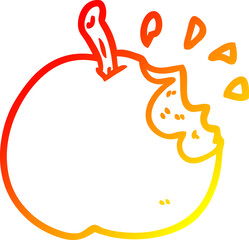 warm gradient line drawing of a fresh bitten apple