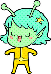 happy alien girl cartoon